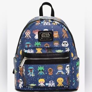 LOUNGEFLY STAR WARS CHIBI CHARACTER PRINT MINI BACKPACK R2-D2 C3PO LUKE EWOK